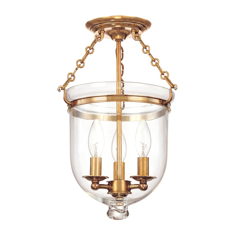 Hudson Valley 'Hampton' Semi Flush in Aged Brass Hudson Valley 'Hampton' Semi Flush in Aged Brass