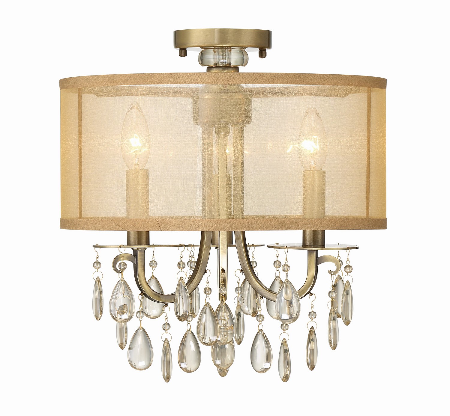 Crystorama 'Hampton' Semi-Flush in Antique Brass Crystorama 'Hampton' Semi-Flush in Antique Brass